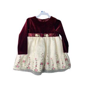 George Fancy Velvet Maroon Dress - Size 24 months
